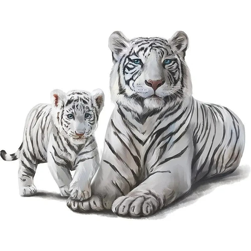 Realistic White Tigers Mother & Cub 3D Wall Decal 15.3" x 11.8" NEW! Home & Garden:Home Décor:Decals, Stickers & Vinyl Art Style Your Walls